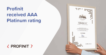 Text stating Profinit received AAA Platinum rating and the Profinit logo