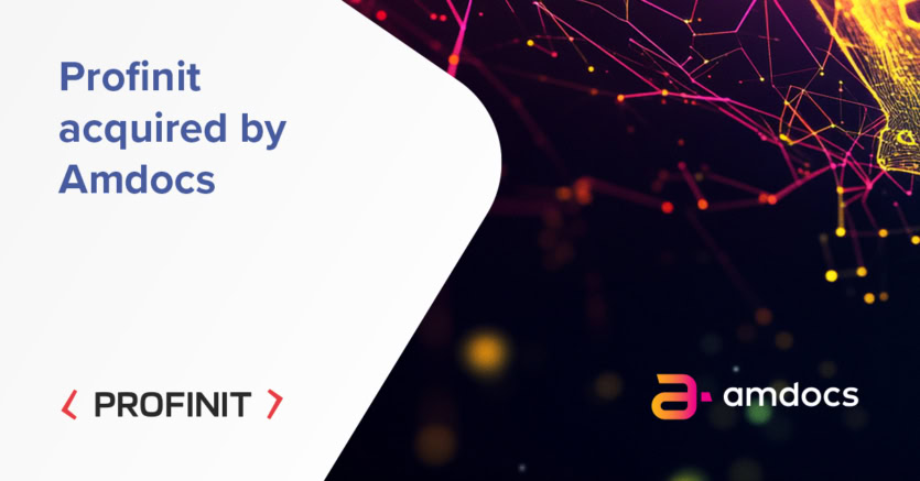 A slide announces the acquisition of Profinit by Amdocs