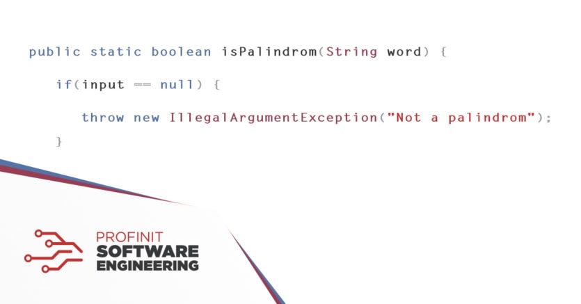 Screenshot of Java code for a self-documenting code. Profinit logo in the corner.