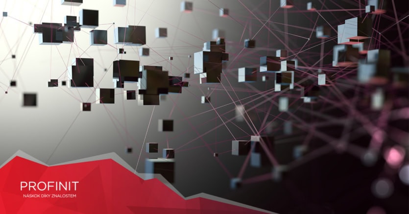 Digital abstract image showing floating black and gray cubes interconnected, symbolizing Personal Data Processing, with a PROFINIT logo.