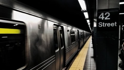 A subway train arrives at the 42nd Street station-illustrating 42 thoughts on development of 3A systems.