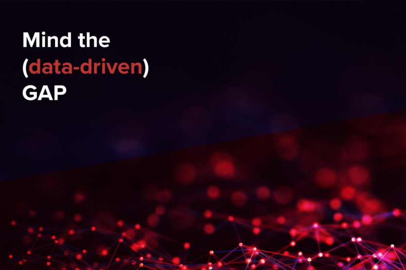 Text on a dark background reads Mind the (data-driven) GAP